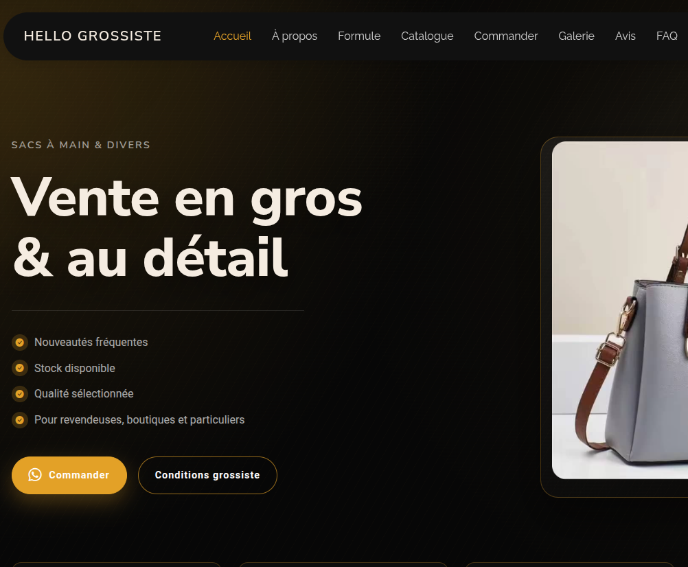 Hello Grossiste website